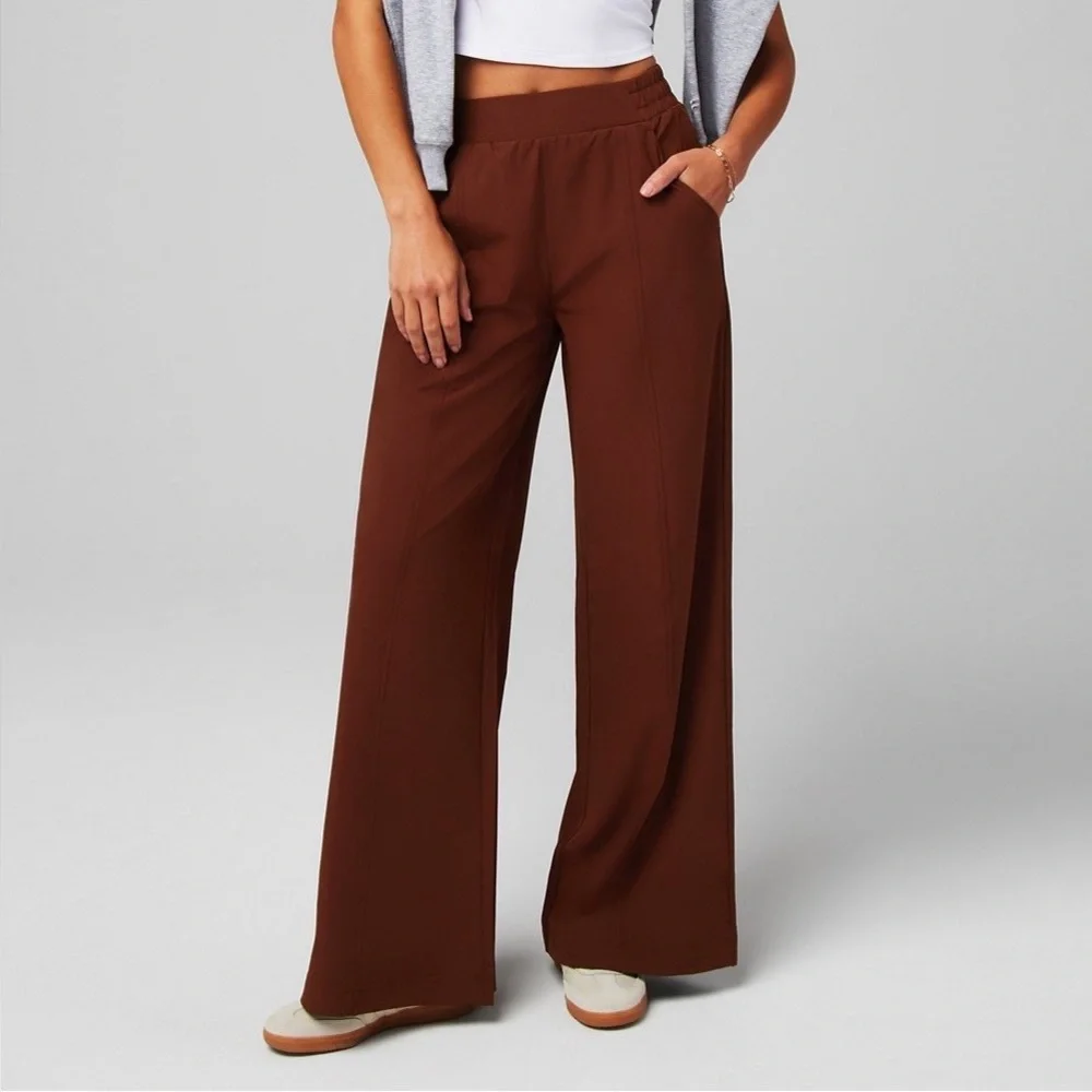 Fabletics Brown Wide-Leg Pants - Picture 1 of 11